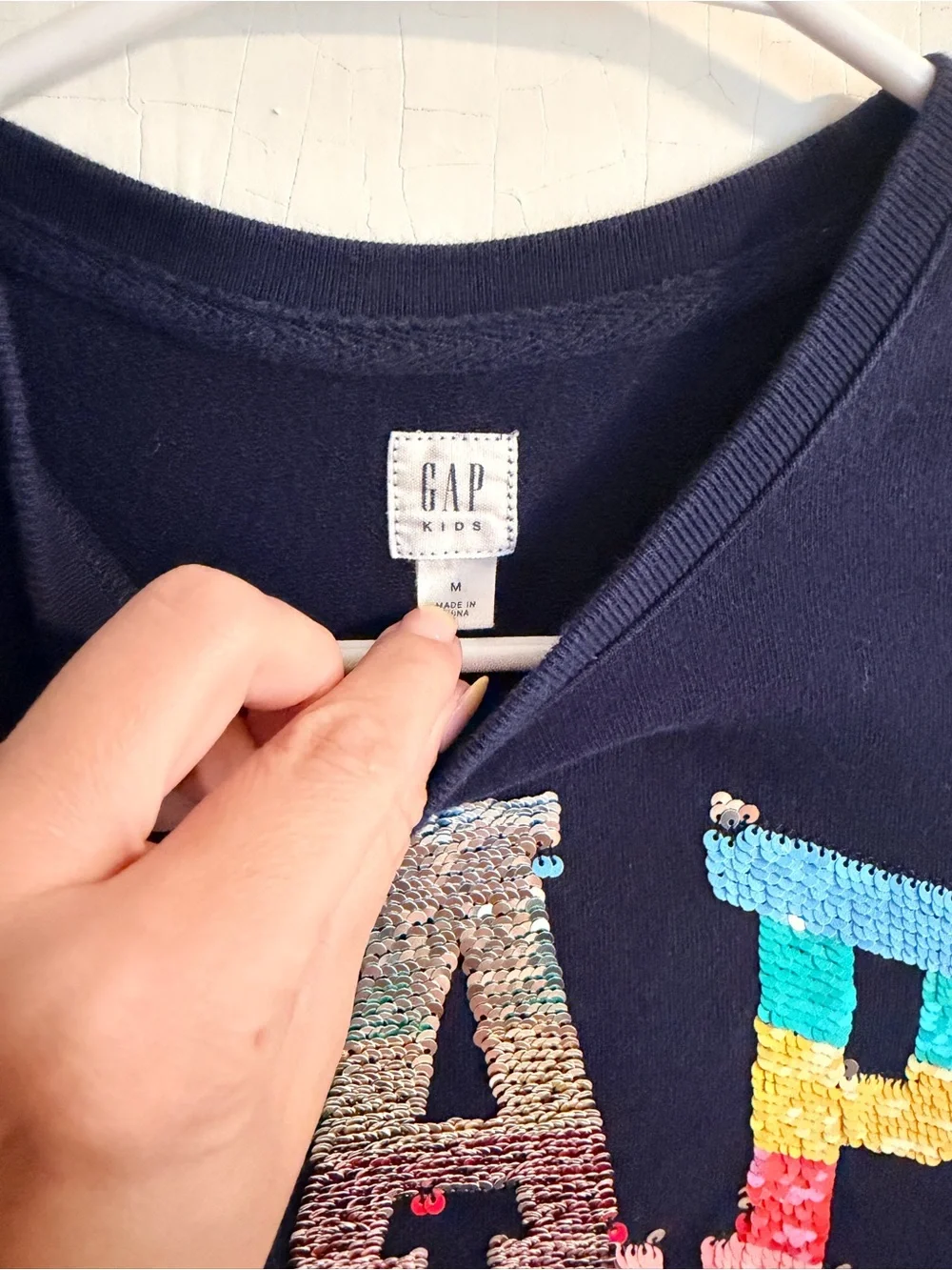 GAP Navy Girls' Logo T-Shirt Dress with Rainbow Letters